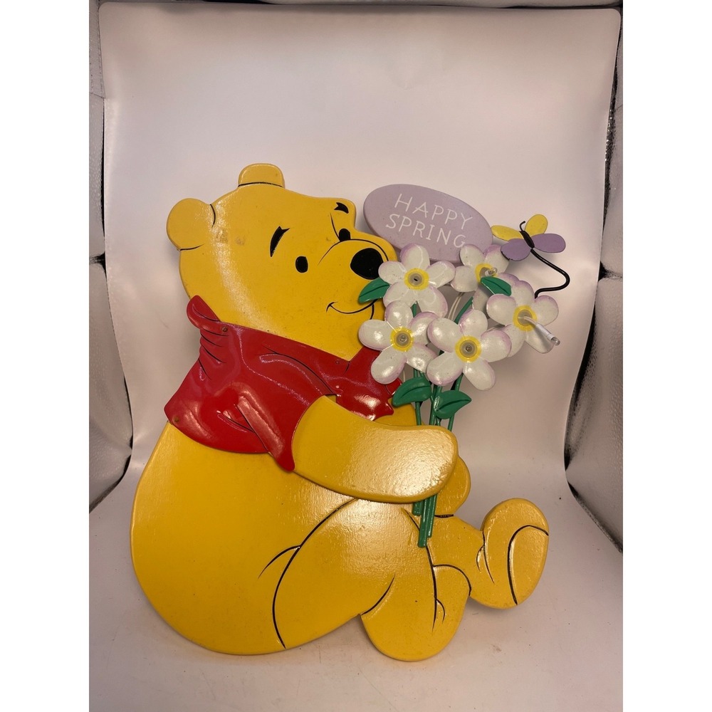 Spring Decor "Happy Spring" Winnie the Pooh w/ Lighted Flower Bouquet 12"
